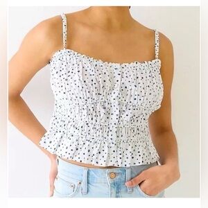J. Crew Blue and White Polka Dot Crop Top